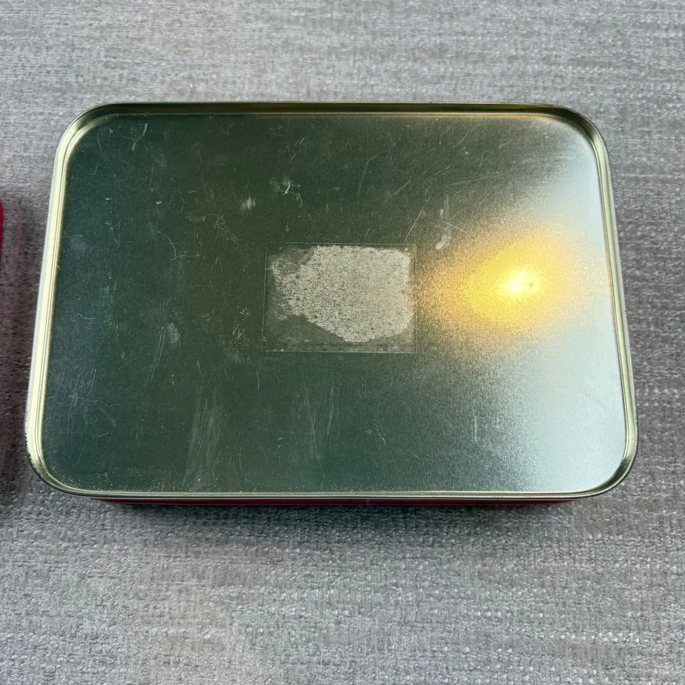 VTG I Love My Grandma Picture Frame Tin Red Metal Storage Box 4x6 Photo EUC Gift